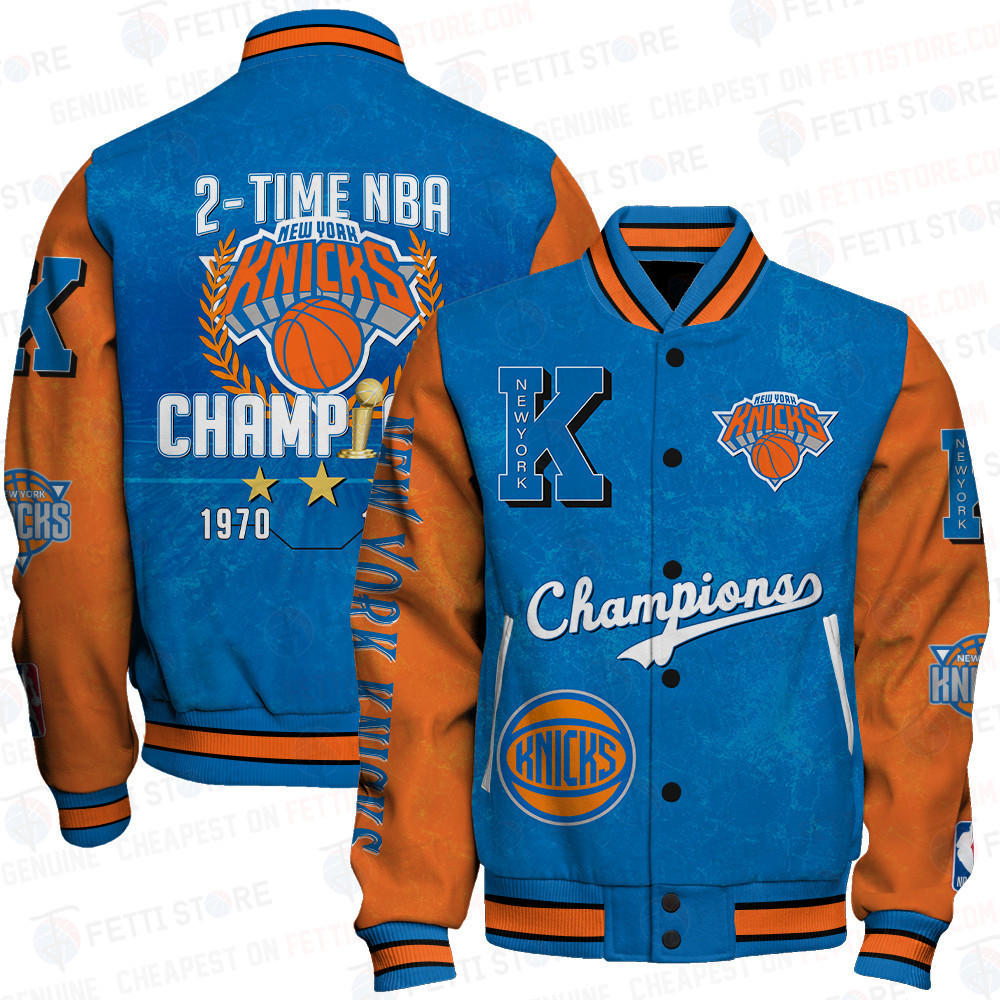 new york knicks 2x champions print baseball varsity jacket baseball jacket all over print sfat v4 q0fl8