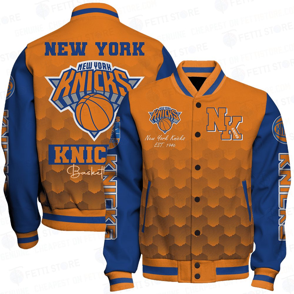 new york knicks team logo basketball baseball varsity jacket baseball jacket all over print sfat v10 gokxo