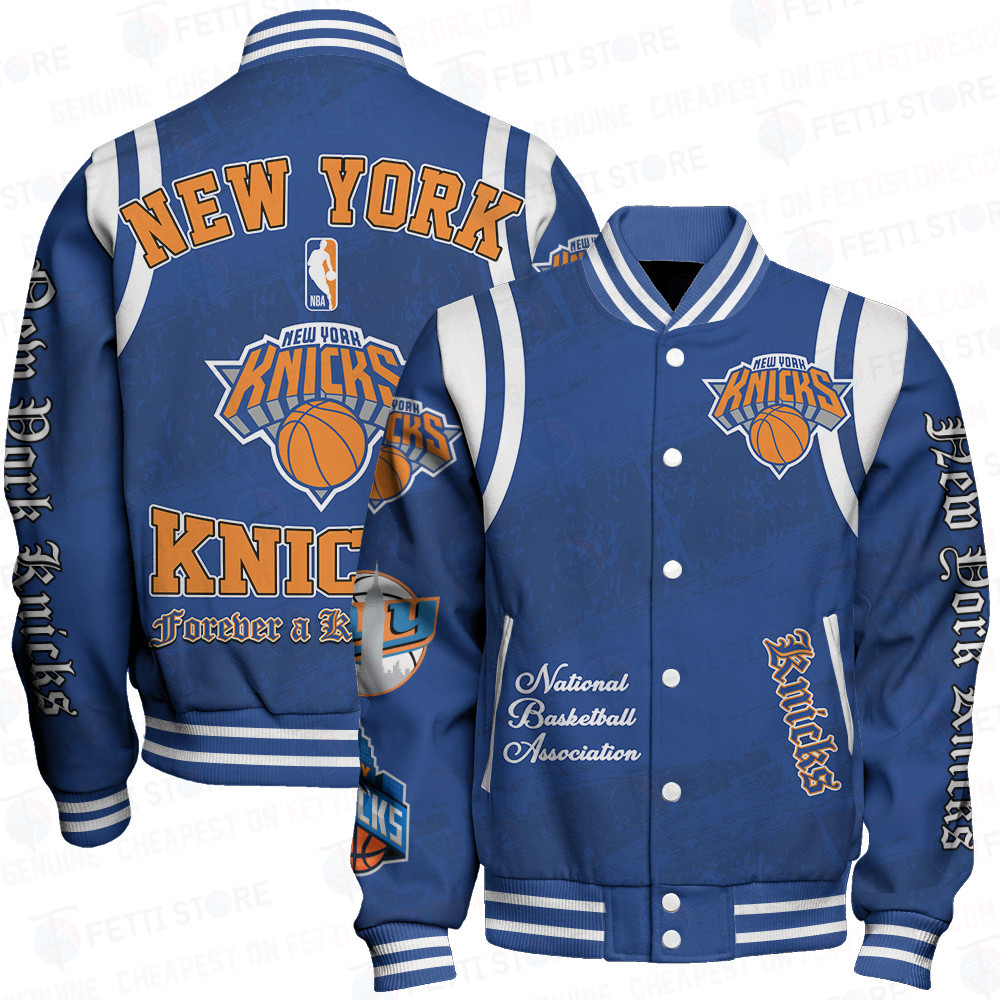 new york knicks team logo basketball design print baseball varsity jacket baseball jacket all over print sfat v26 5fm7k