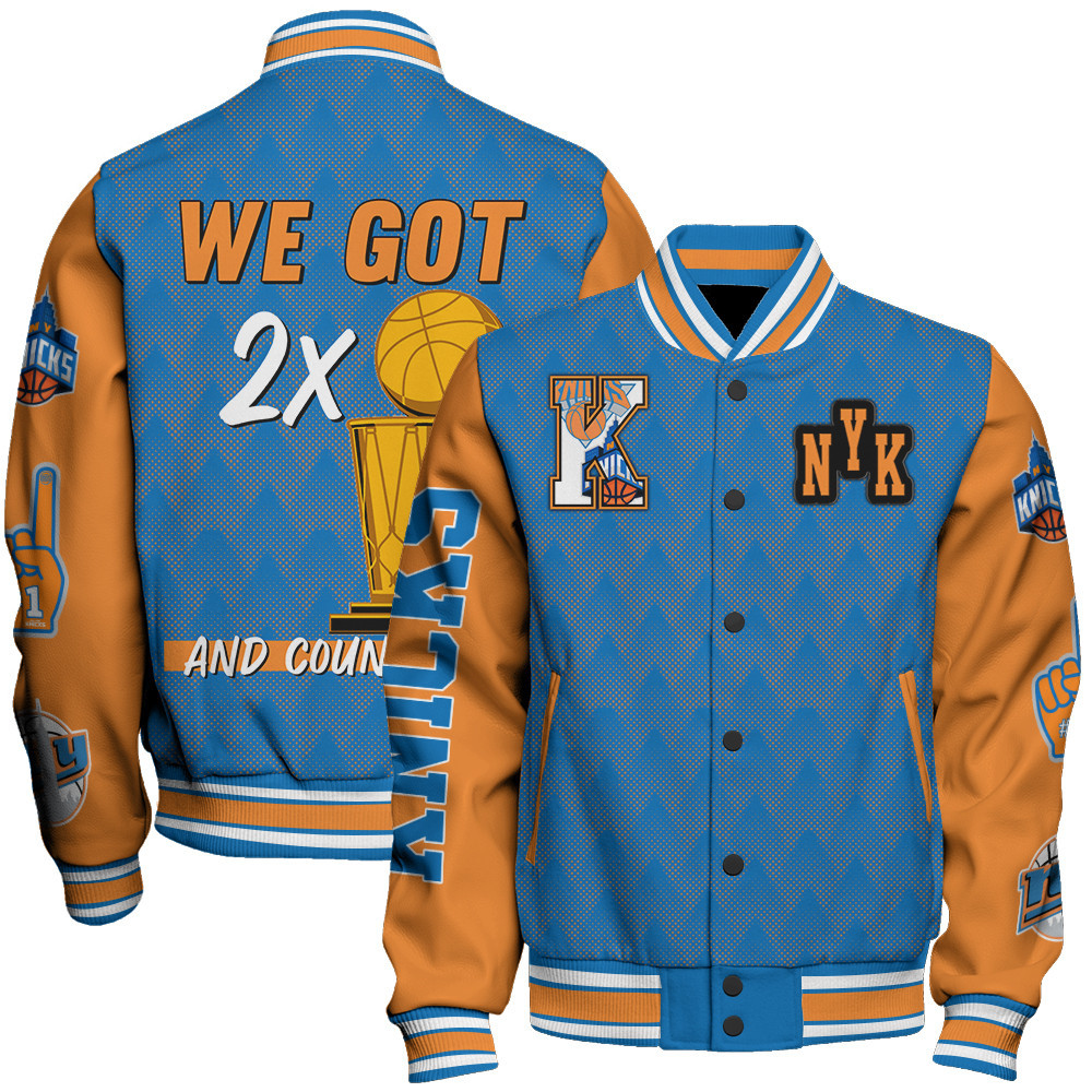 new york knicks team logo sport pattern trophy baseball varsity jacket baseball jacket all over print 9sb0p