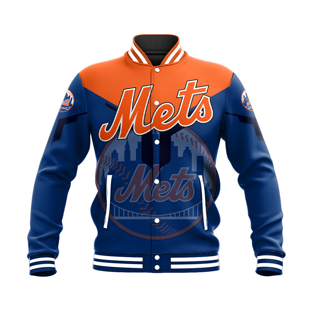 new york mets baseball jacket button up zipper hooded all over print drinking style mlb li4uu