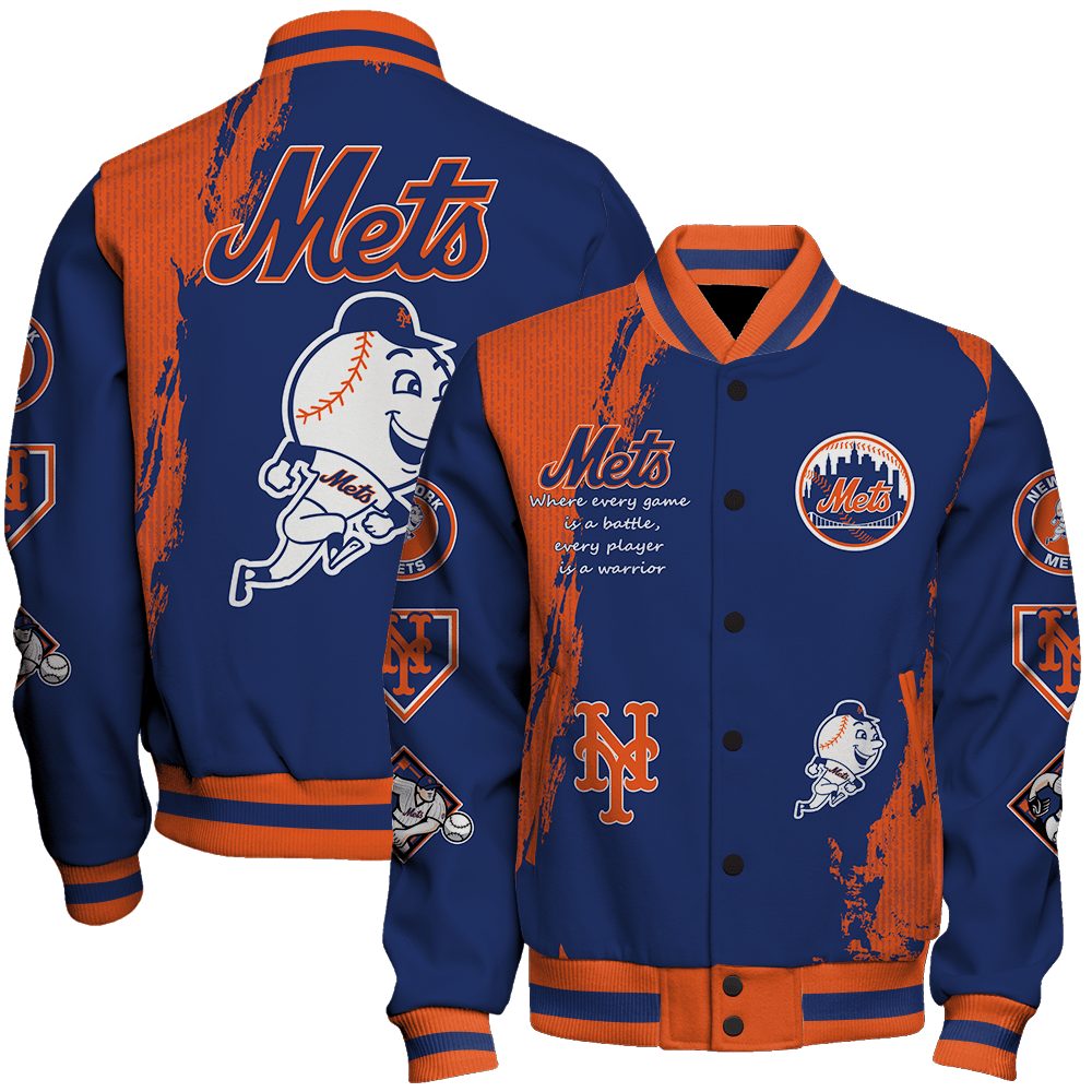 new york mets mlb baseball every game is a battle 3d unisex baseball varsity jacket baseball jacket all over print 4l9si