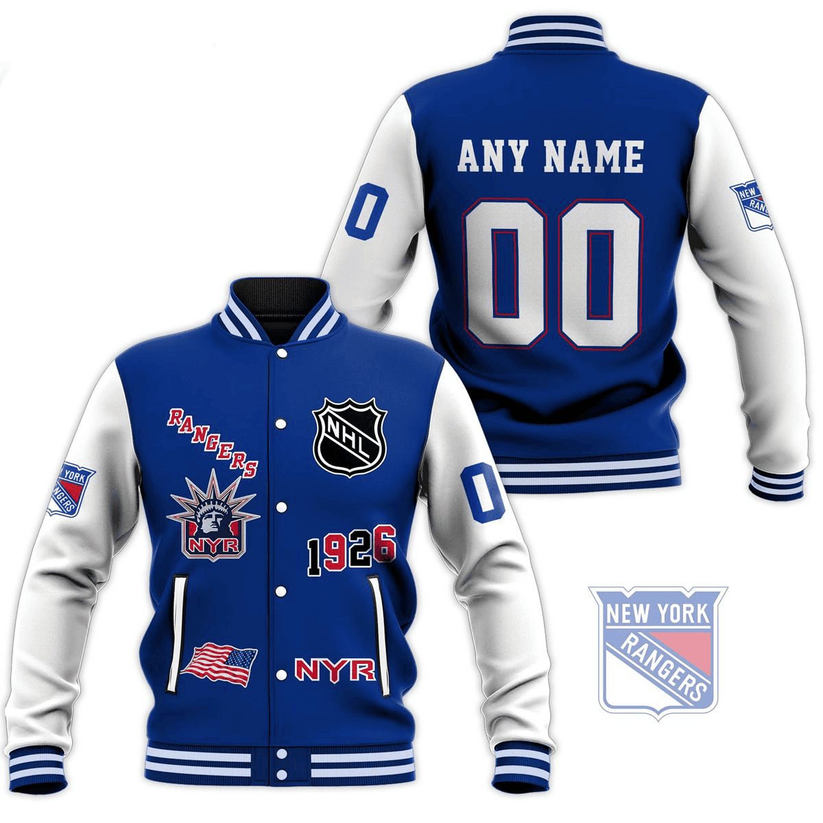 new york rangers nhl custom name and number baseball varsity jacket baseball jacket all over print k4ocb