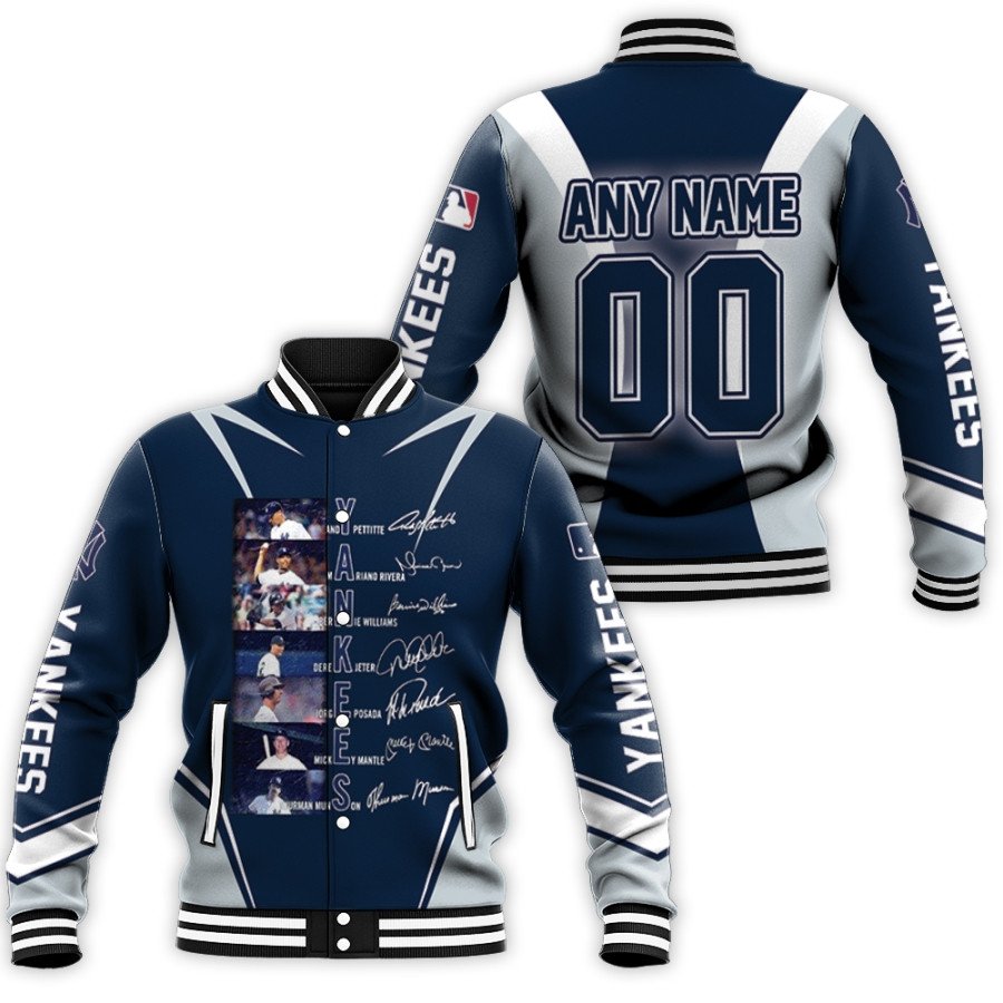 new york yankees andy pettitte mickey mantle mlb team signed all over print personalized for yankees fans baseball jacket button up zipper hooded all over print mlb ztamm