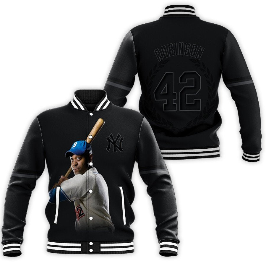 new york yankees jackie robinson 42 mlb team black jersey all over print designed gift for yankees fans baseball jacket button up zipper hooded all over print mlb 0y1kh