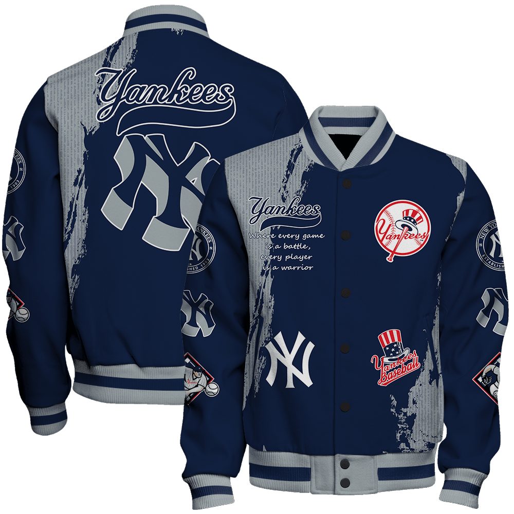 new york yankees mlb baseball every game is a battle 3d unisex baseball varsity jacket baseball jacket all over print niutr