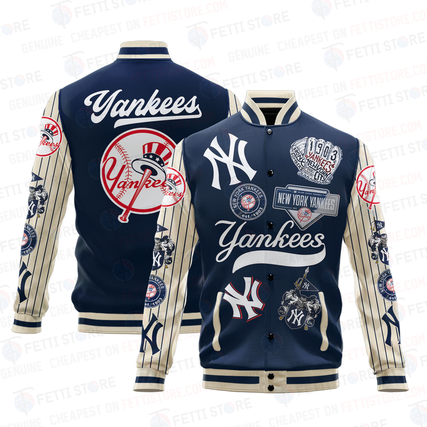 new york yankees mlb baseball varsity jacket baseball jacket all over print v6 kh882