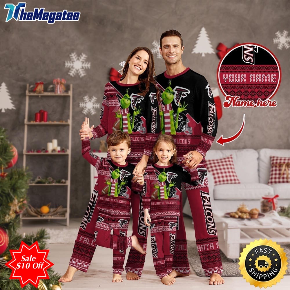 nfl atlanta falcons custom name pajamas christmas sports for family