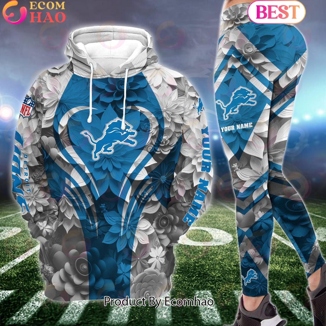 nfl detroit lions special flowers design hoodie and leggings 1 7mxnE