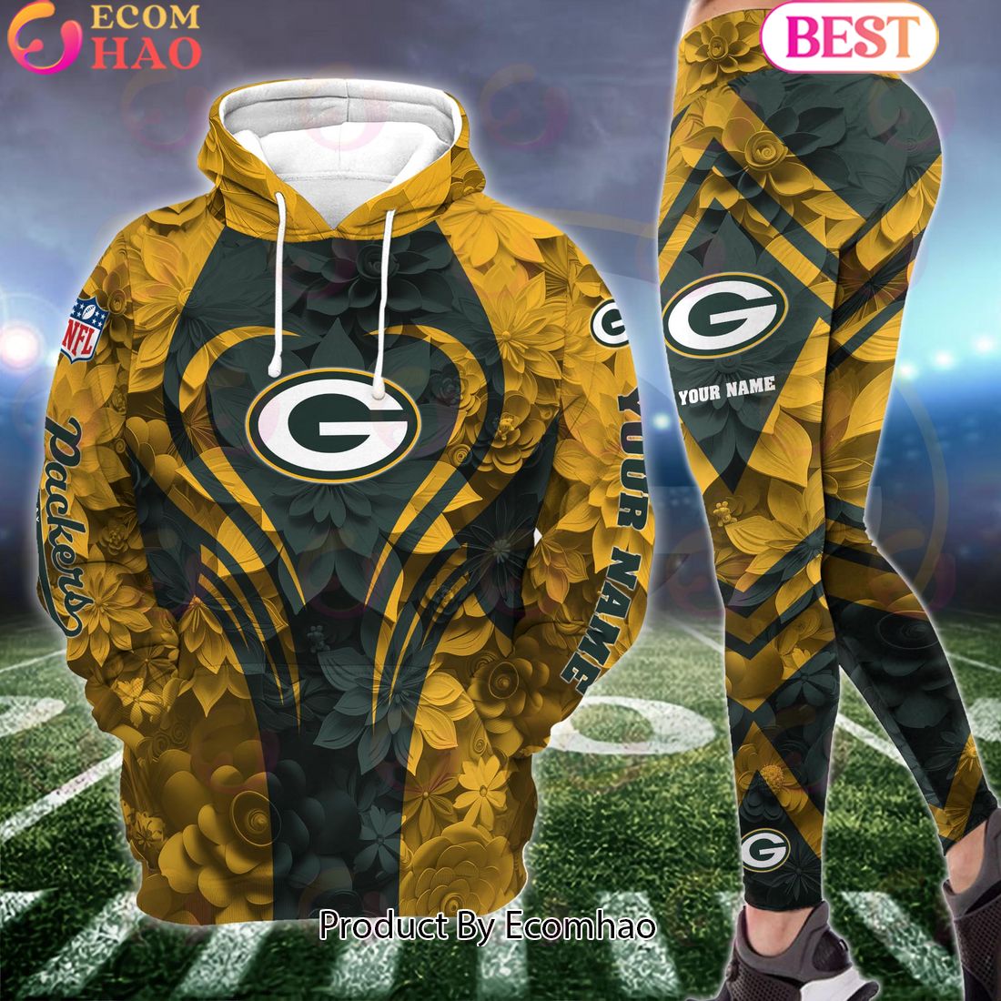 nfl green bay packers special flowers design hoodie and leggings 1 fKOFk