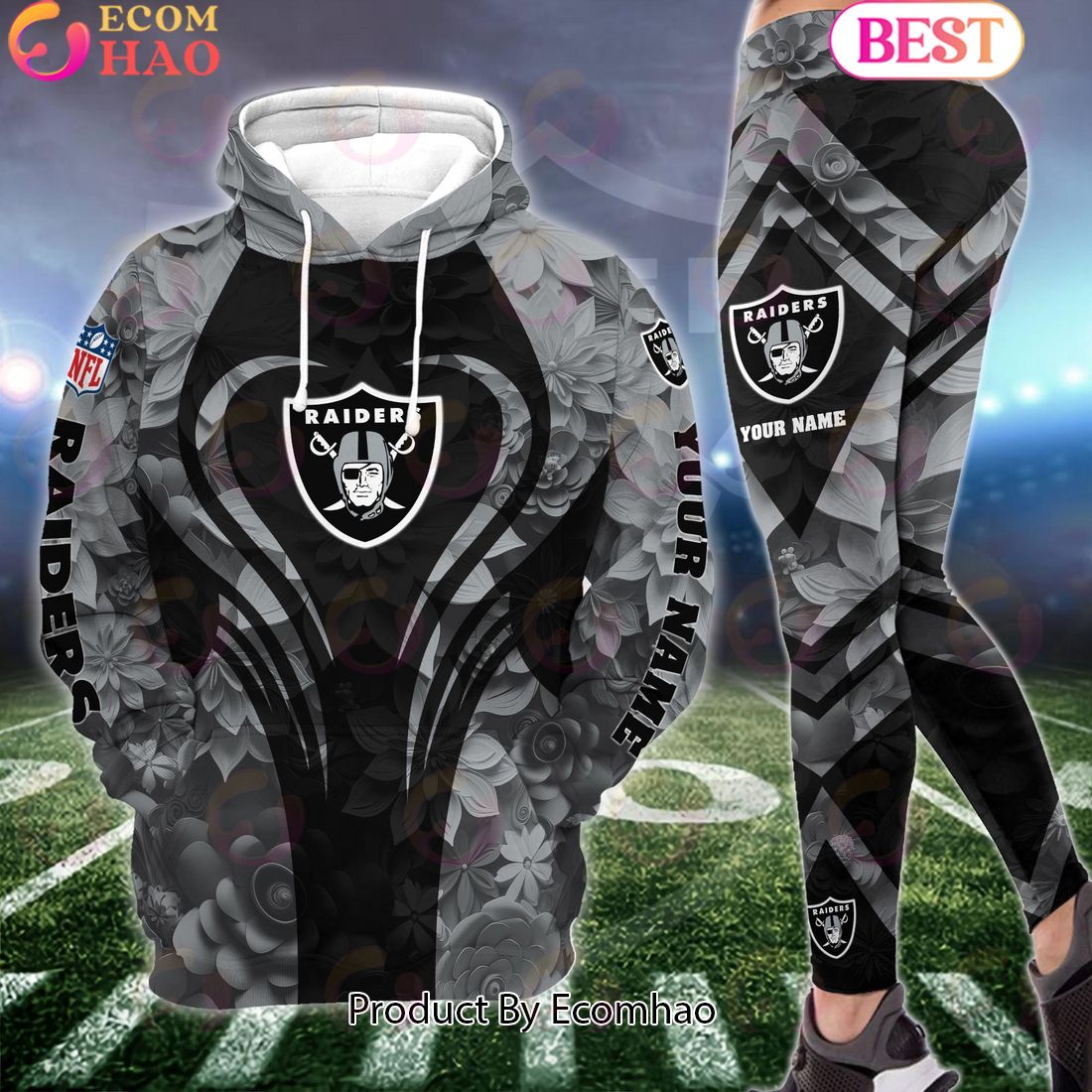 nfl las vegas raiders special flowers design hoodie and leggings 1 WJLlm