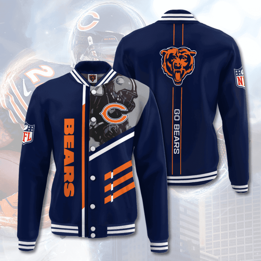 nfl league chicago bears 3d printed baseball varsity jacket baseball jacket all over print v7 hed3t