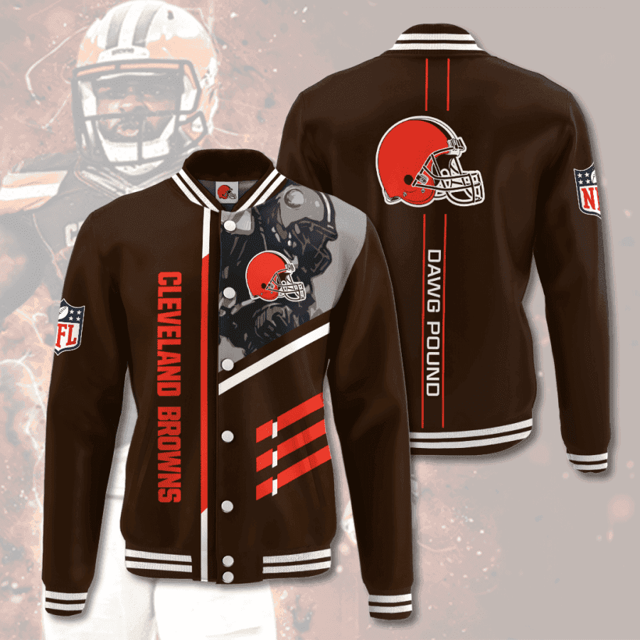 nfl league cleveland browns 3d printed baseball varsity jacket baseball jacket all over print v22 94ulf