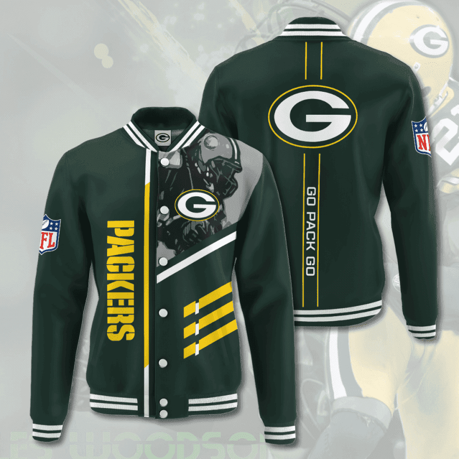 nfl league green bay packers 3d printed baseball varsity jacket baseball jacket all over print v6 6j0a5