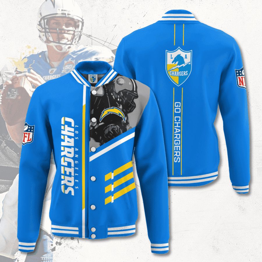 nfl league los angeles chargers 3d printed baseball varsity jacket baseball jacket all over print v30 h24r3