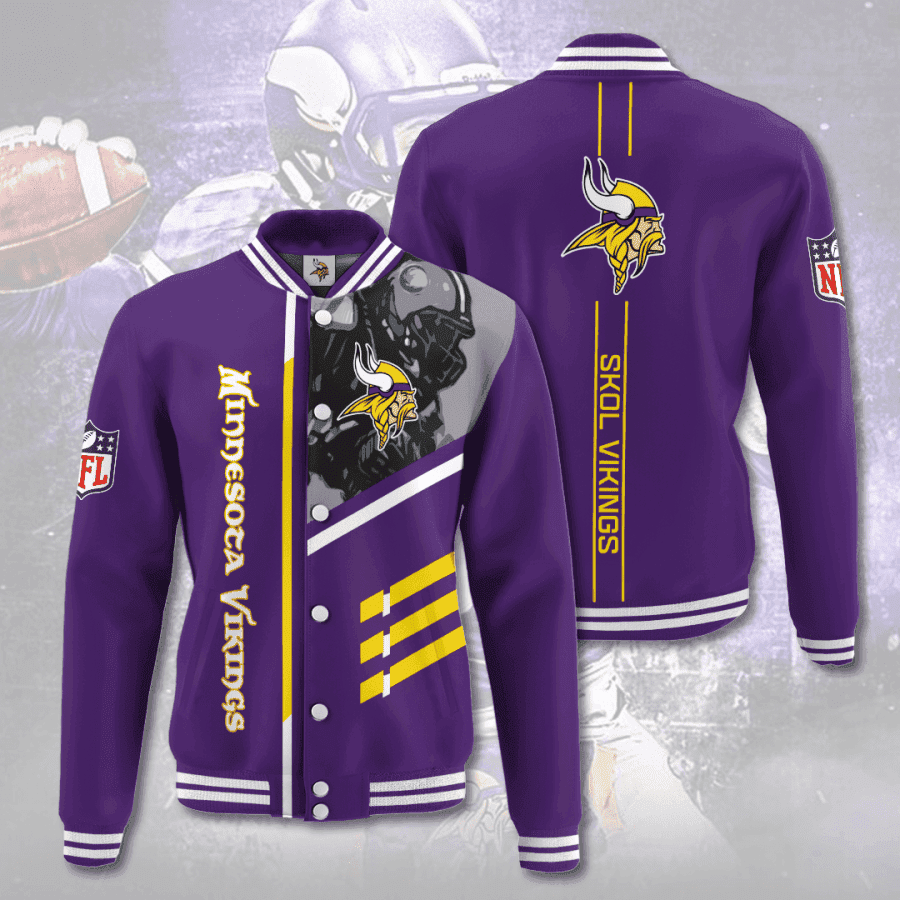 nfl league minnesota vikings 3d printed baseball varsity jacket baseball jacket all over print v14 moqqe