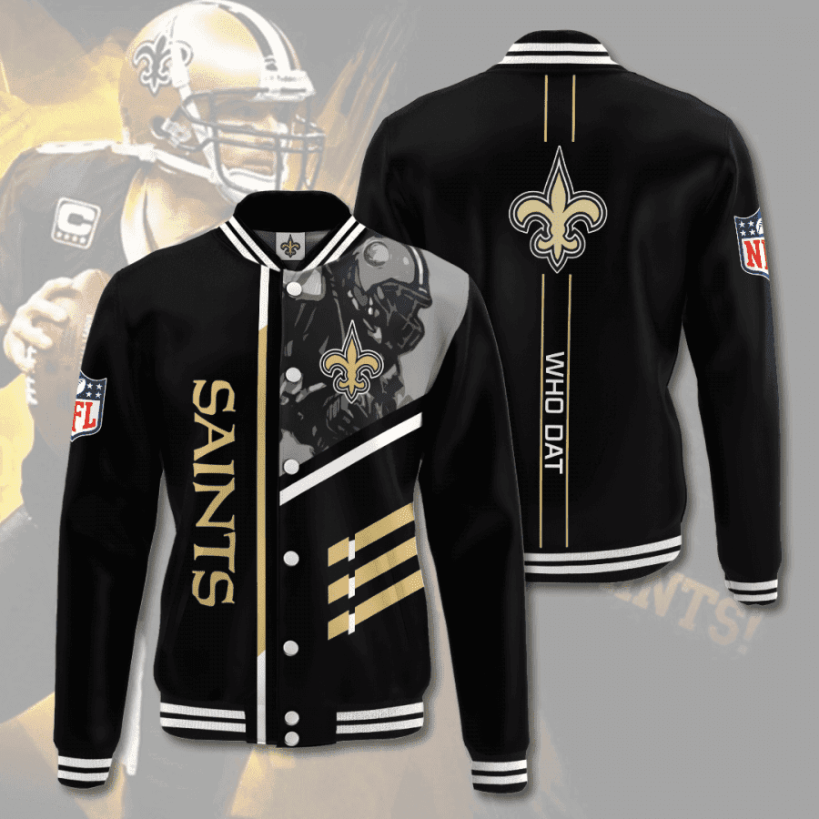 nfl league new orleans saints 3d printed baseball varsity jacket baseball jacket all over print v4 k2cc7