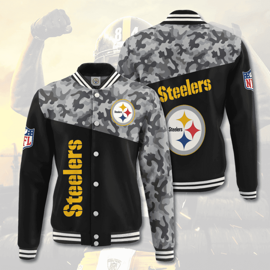 nfl league pittsburgh steelers 3d printed baseball varsity jacket baseball jacket all over print v19 52clb