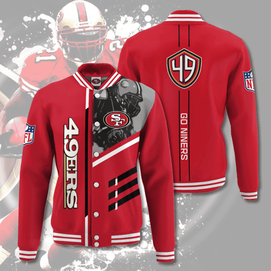 nfl league san francisco 49ers nfl 3d printed baseball varsity jacket baseball jacket all over print v21 4gi78