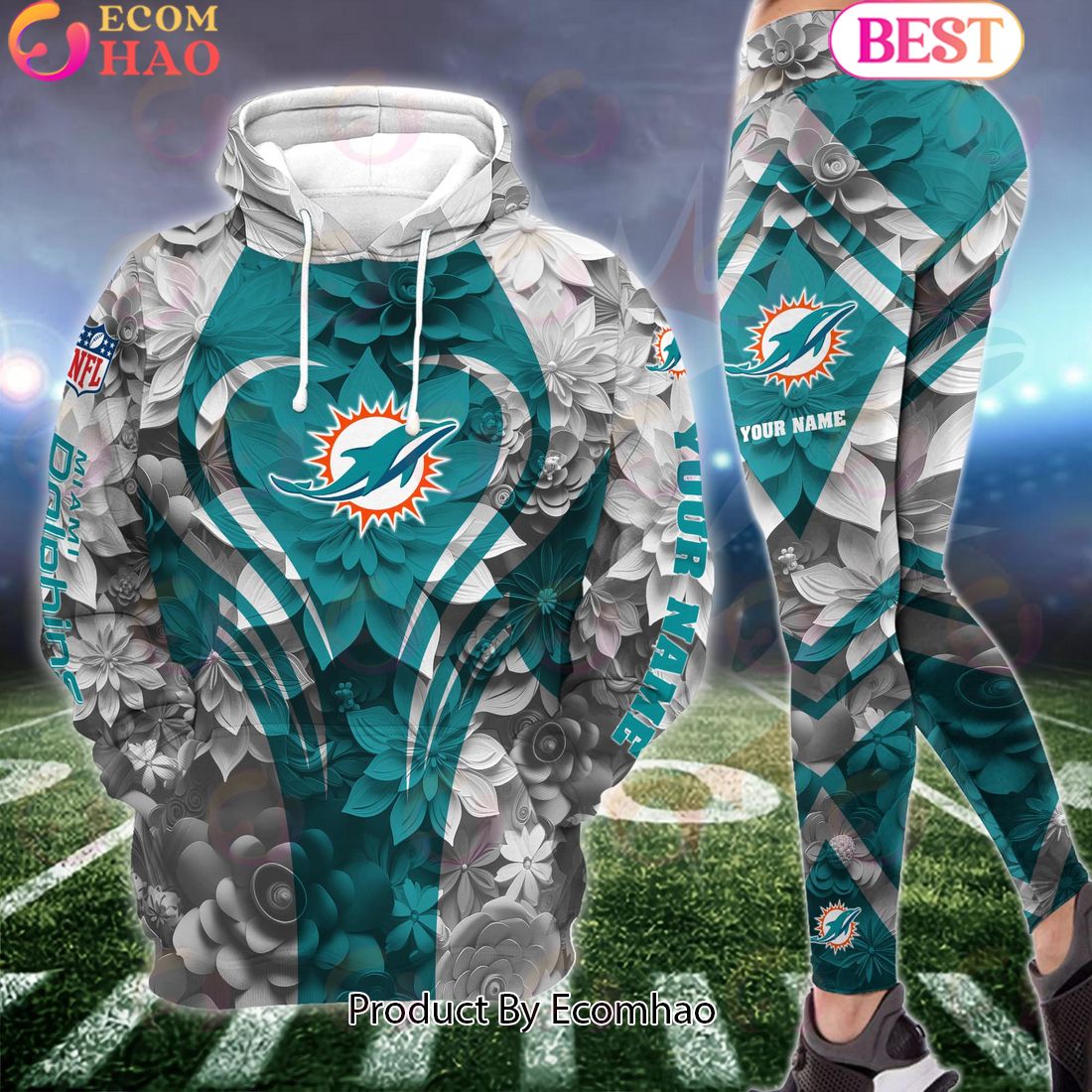 nfl miami dolphins special flowers design hoodie and leggings 1 SXXl3