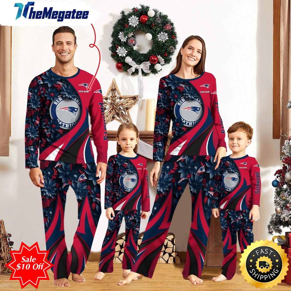 nfl new england patriots custom name pajamas flower for family