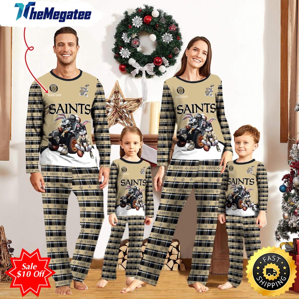 nfl new orleans saints custom name pajamas bunny sports for family