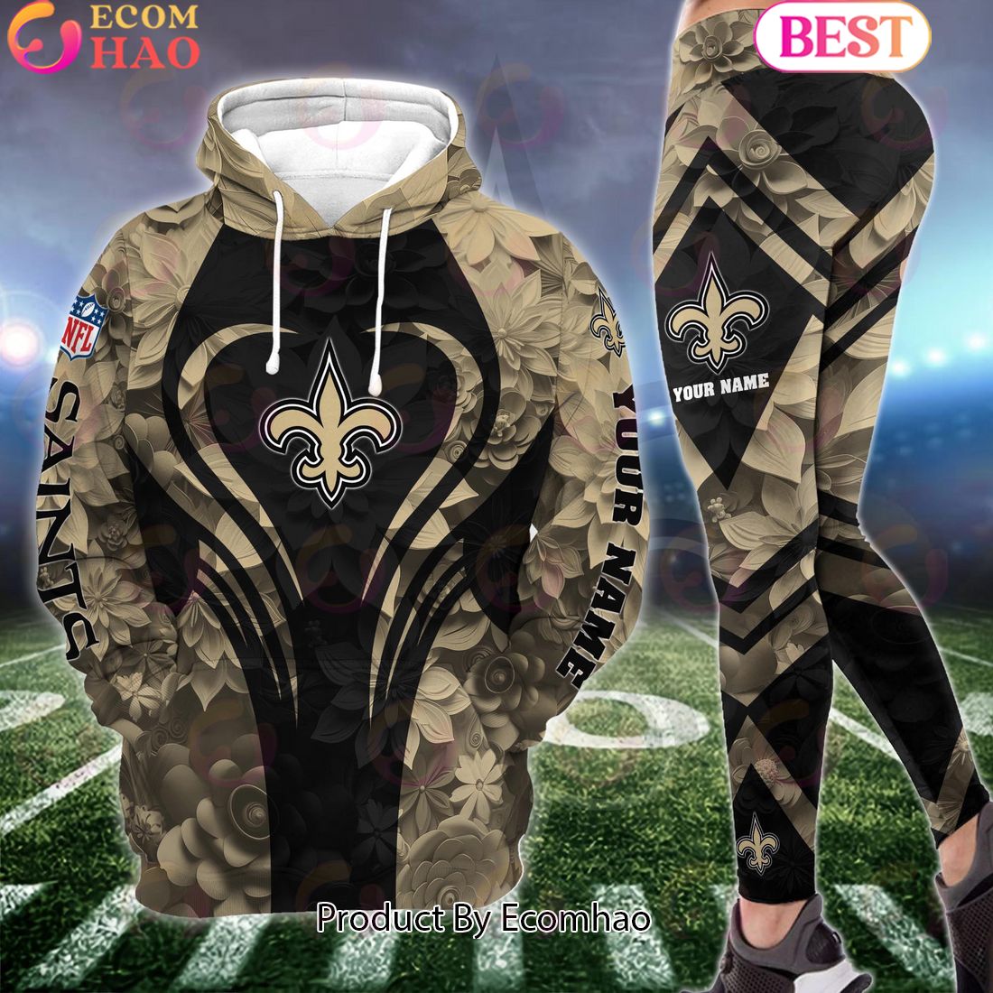 nfl new orleans saints special flowers design hoodie and leggings 1 Hh0tO