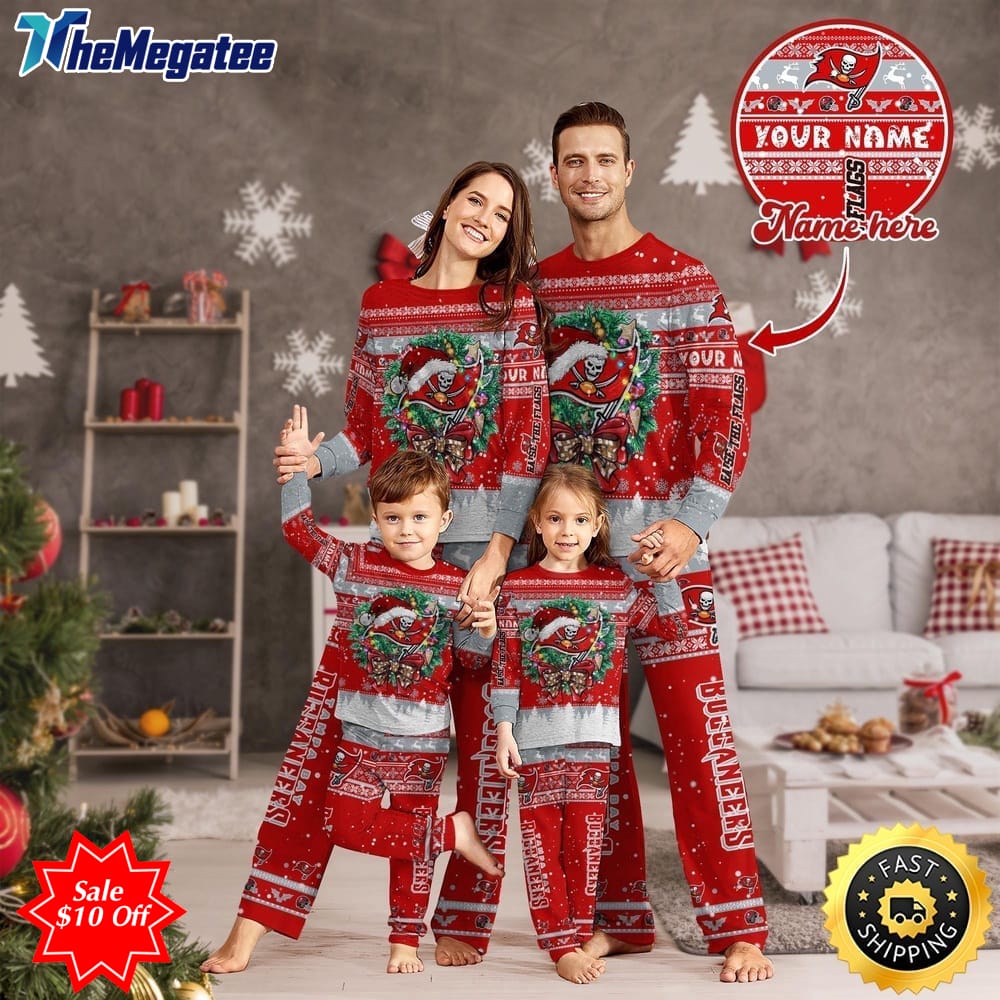 nfl tampa bay buccaneers custom name pajamas christmas for family