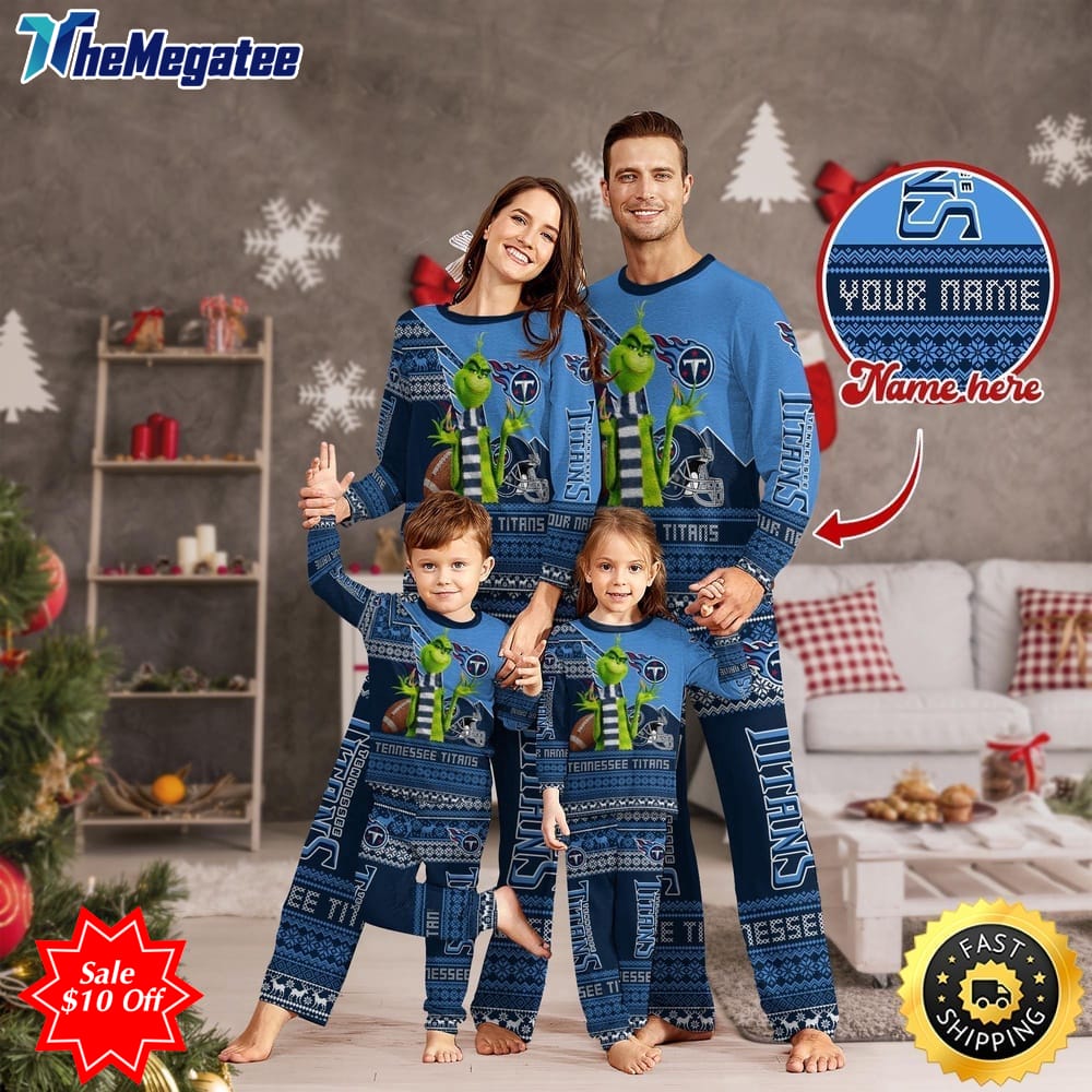 nfl tennessee titans custom name pajamas christmas sports for family