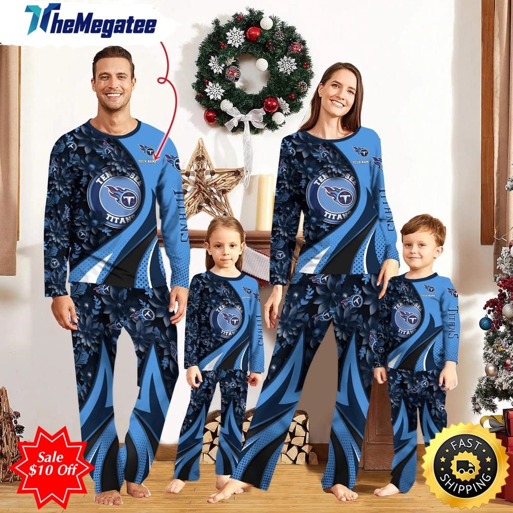 nfl tennessee titans custom name pajamas flower for family