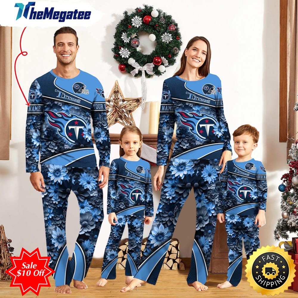 nfl tennessee titans custom name pajamas flower sports for family