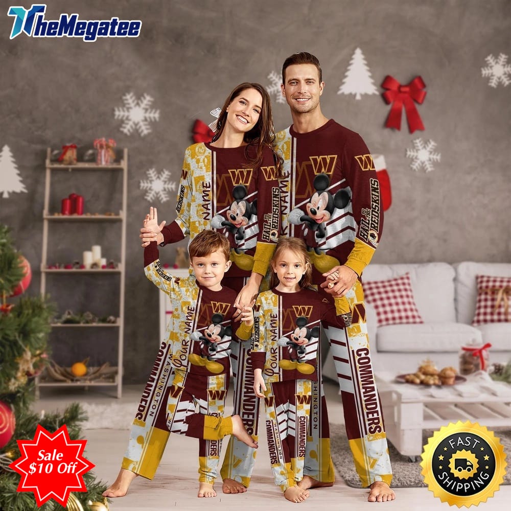 nfl washington commanders custom name pajamas mickey mouse for family