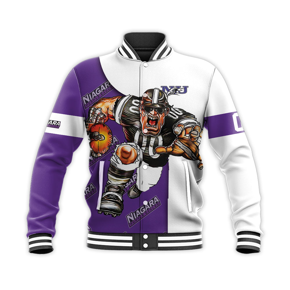 niagara purple eagles baseball jacket button up zipper hooded all over print football go on gift for fans ncaa xc7tp