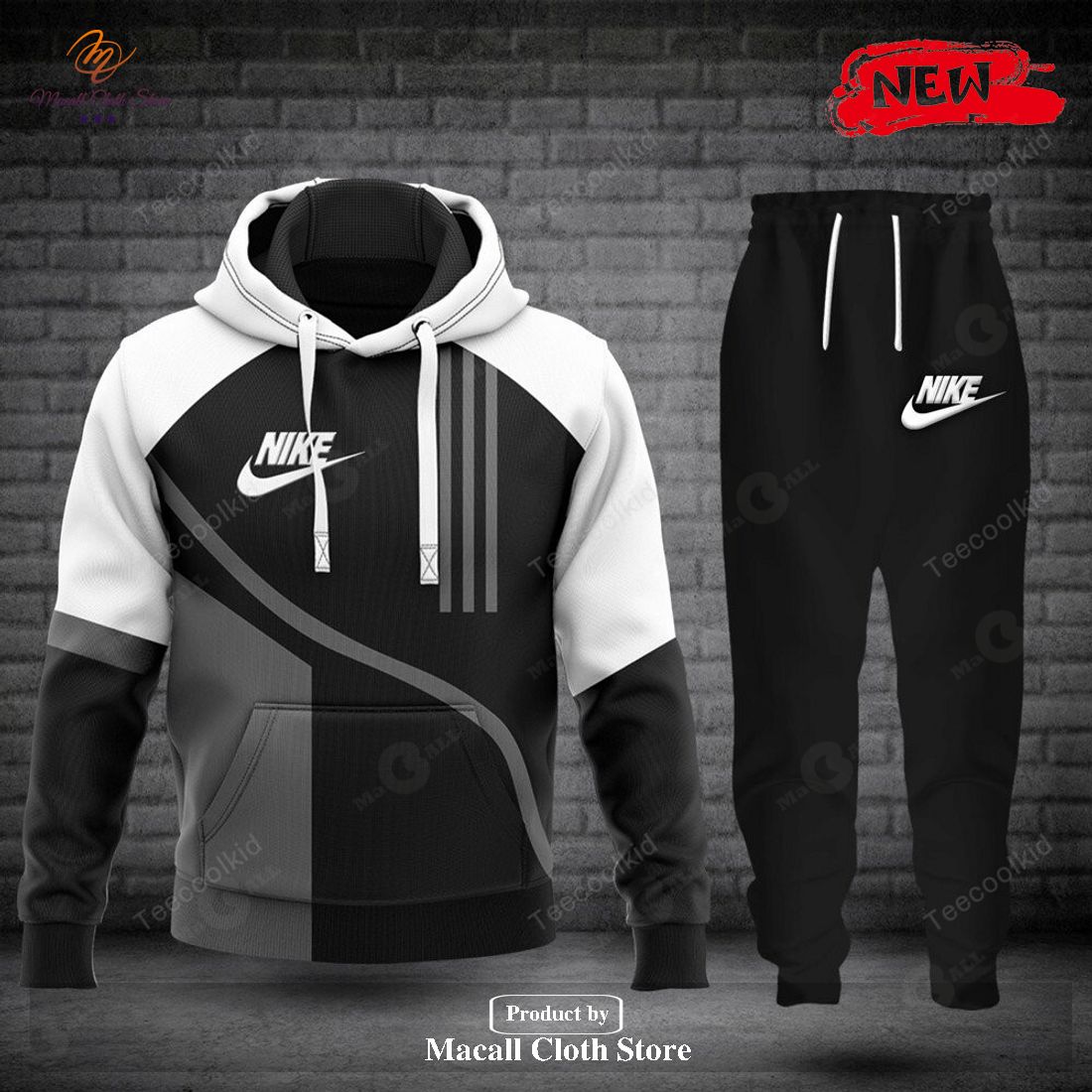 nike fashion black line luxury design hoodie sweatshirt 3d and pants 1 D9F5a