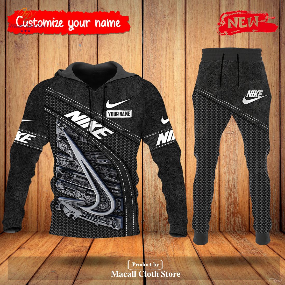 nike fashion custom black pattern luxury full option hoodie sweatshirt 3d and pants 1 Nl6AF