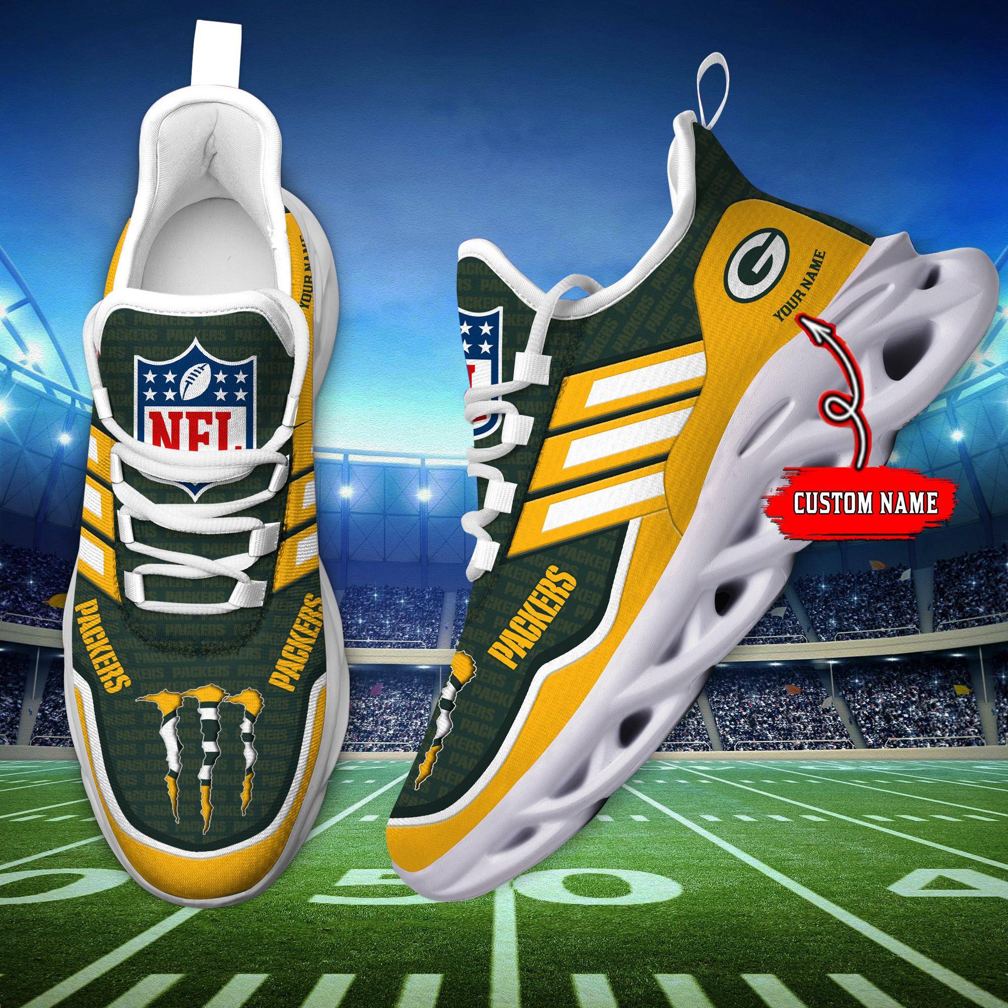 nordmerch green bay packers max soul shoes sneakers for men and women fnggz