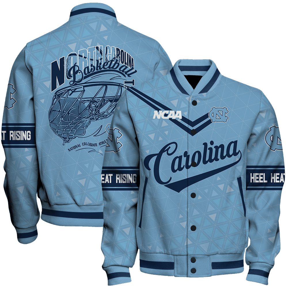 north carolina tar heels ncaa basketball heel heat rising 3d unisex baseball varsity jacket baseball jacket all over print brsdp