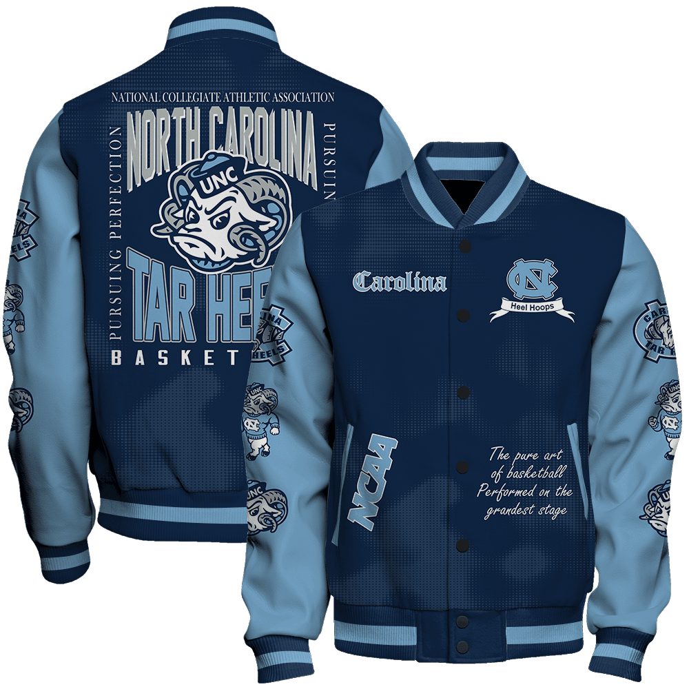 north carolina tar heels ncaa basketball heel hoops 3d unisex baseball varsity jacket baseball jacket all over print dohhq