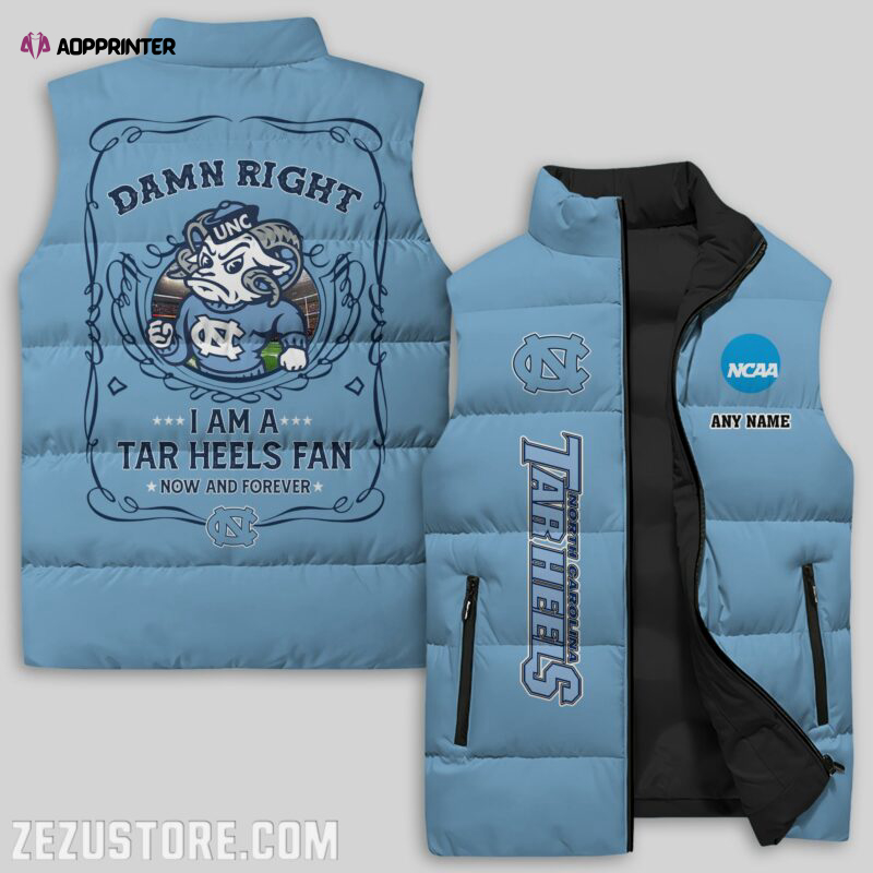 north carolina tar heels ncaa sleeveless puffer jacket custom for fans gifts 1