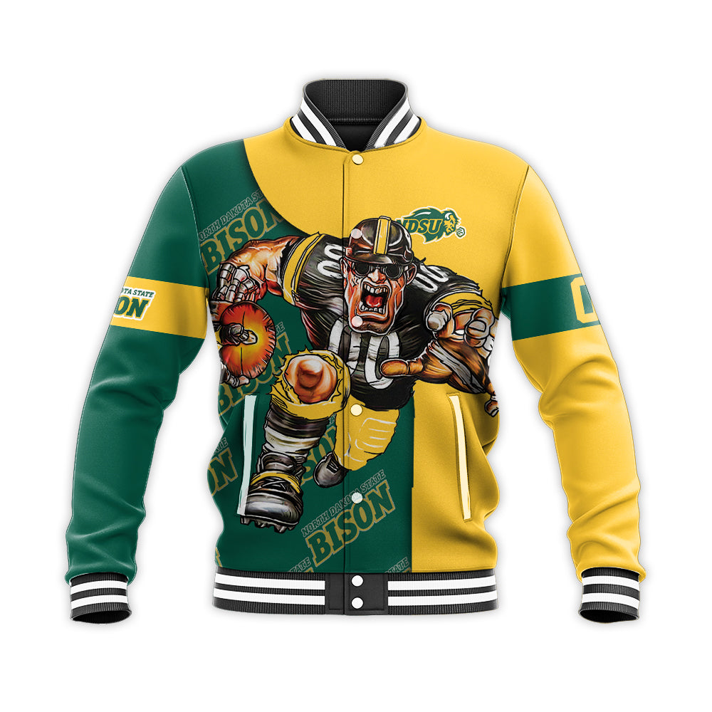 north dakota state bison baseball jacket button up zipper hooded all over print football go on gift for fans ncaa izlb2