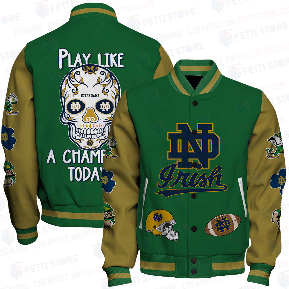 notre dame fighting irish ncaa football baseball varsity jacket baseball jacket all over print stm e9qjh