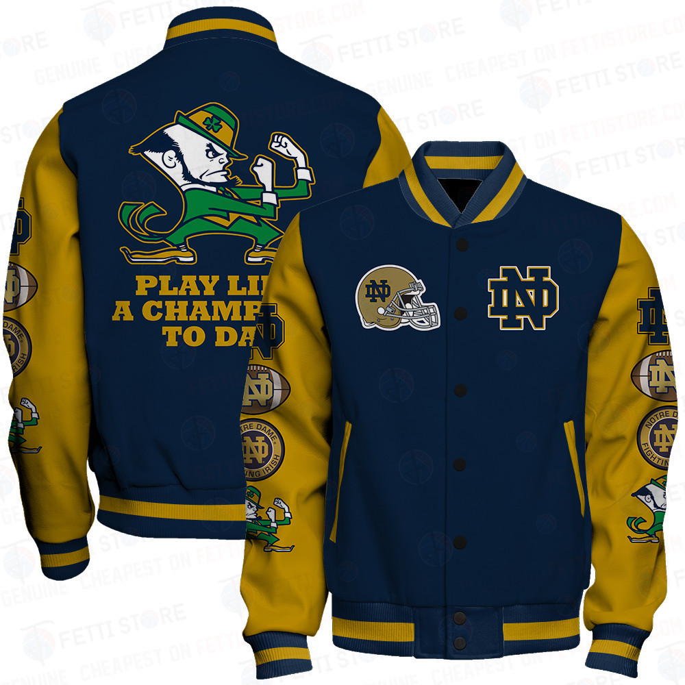 notre dame fighting irish ncaa football baseball varsity jacket baseball jacket all over print stm idrex