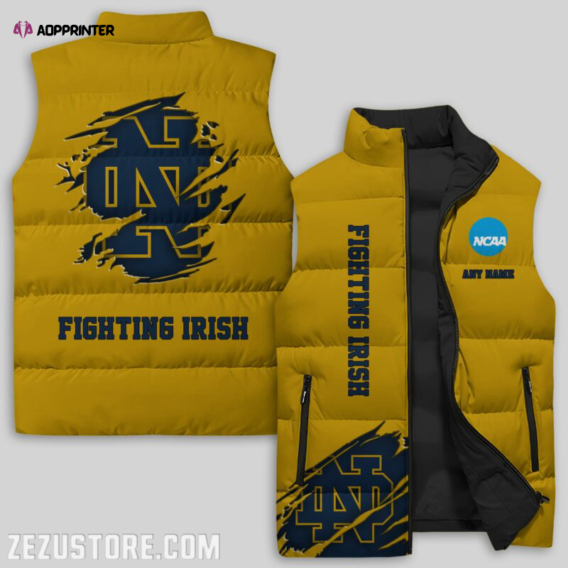 notre dame fighting irish ncaa sleeveless puffer jacket custom for fans gifts