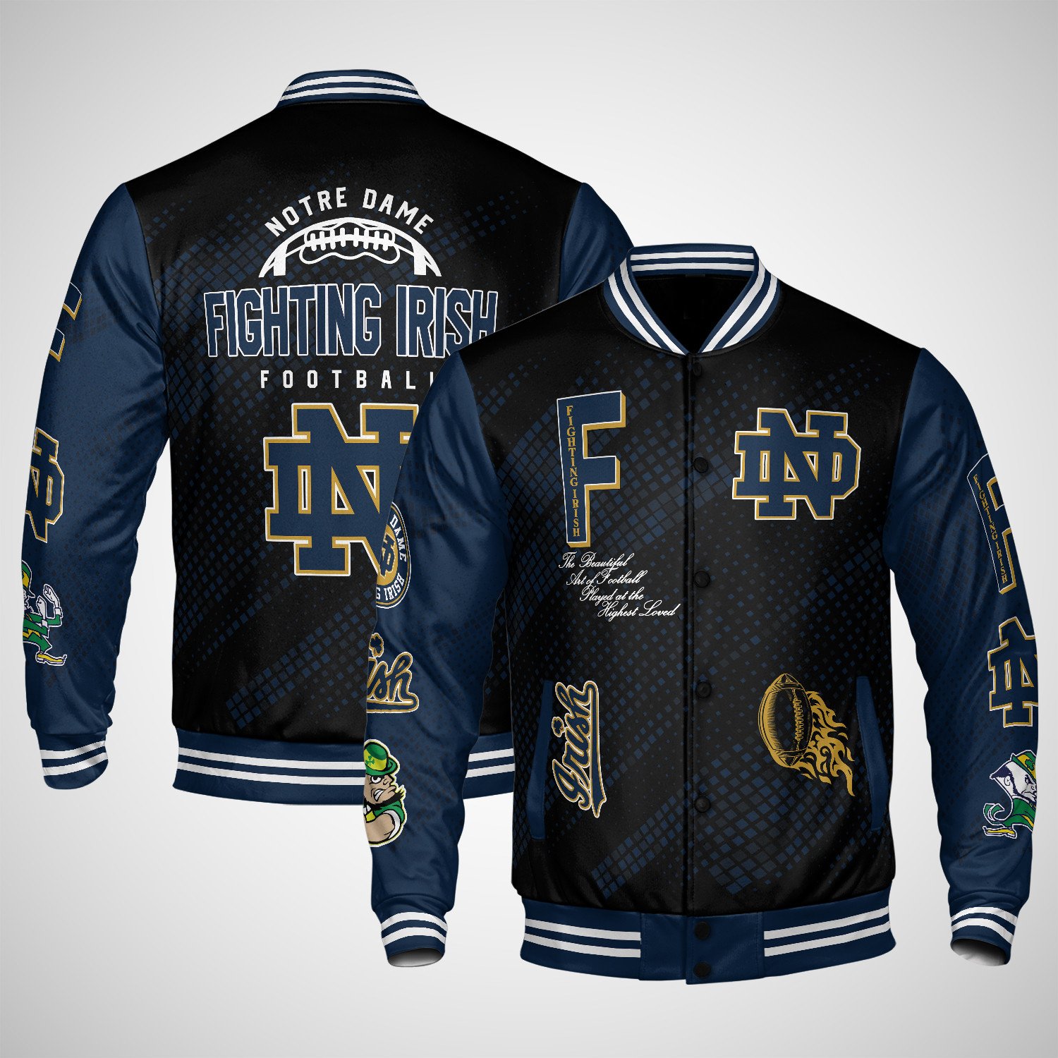 notre dame fighting irish varsity jacket baseball jacket all over print wf f1f2p