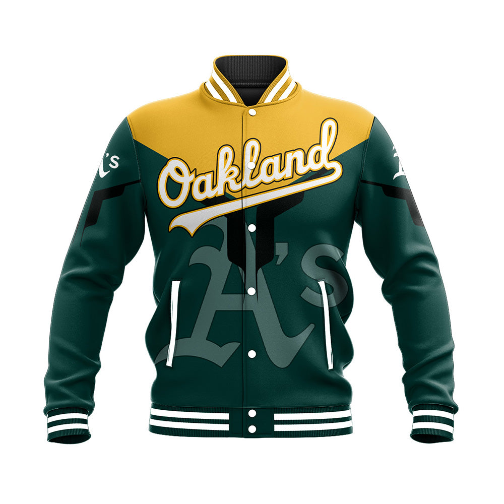 oakland athletics baseball jacket button up zipper hooded all over print drinking style mlb m5ms3