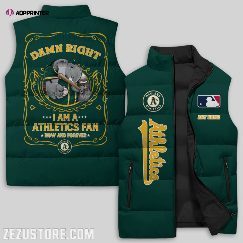 oakland athletics mlb sleeveless puffer jacket custom for fans gifts 6