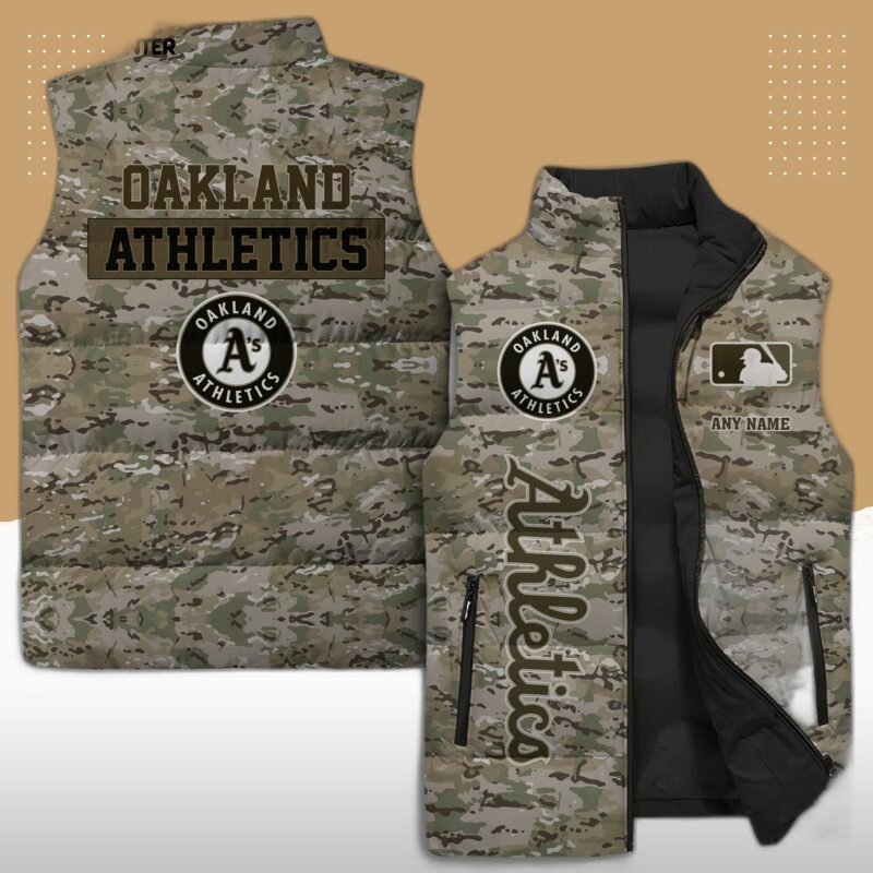 oakland athletics mlb sleeveless puffer jacket custom for fans gifts Y6xzyI