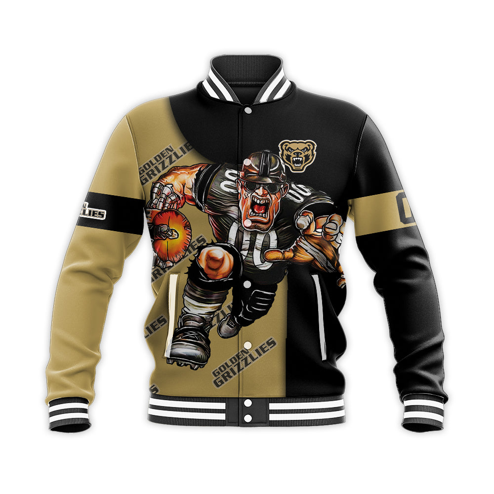 oakland golden grizzlies baseball jacket button up zipper hooded all over print football go on gift for fans ncaa hp8ae