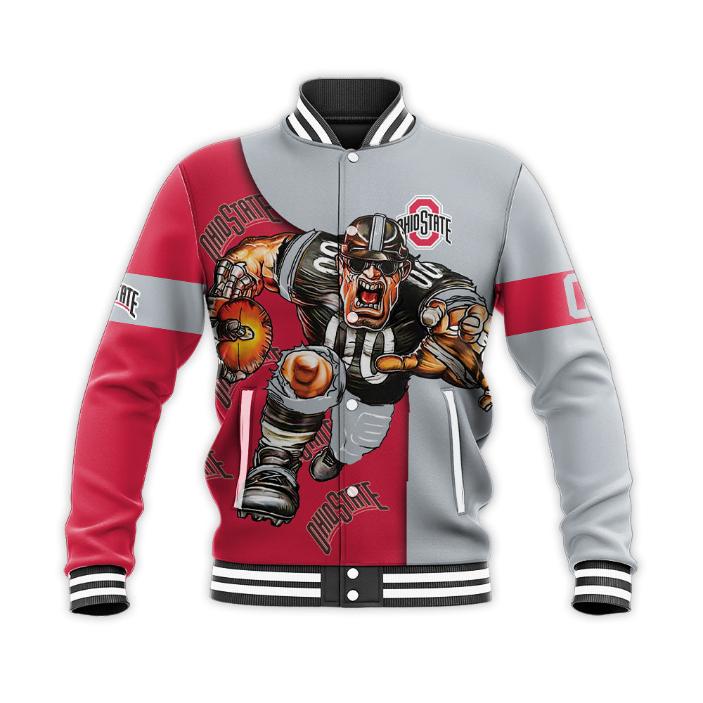 ohio state buckeyes baseball jacket button up zipper hooded all over print football go on gift for fans ncaa pbewm