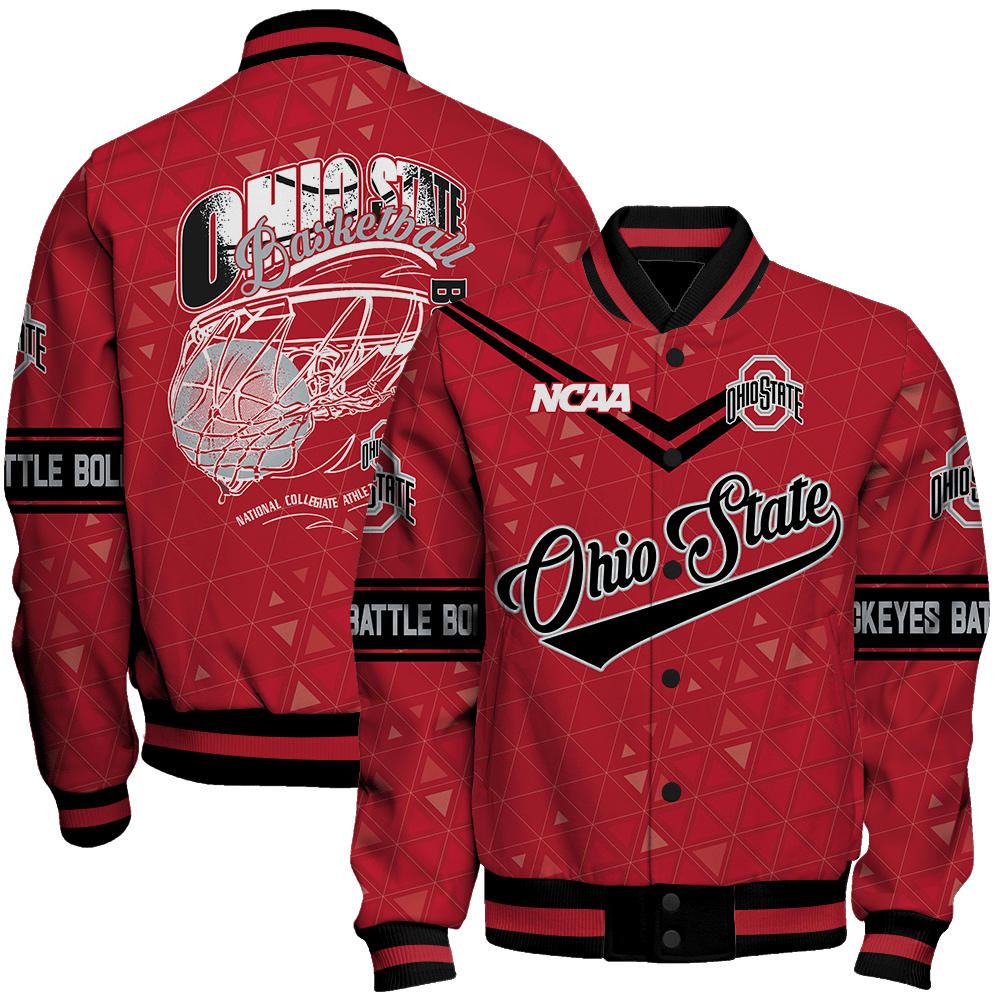 ohio state buckeyes ncaa basketball buckeyes battle boldly 3d unisex baseball varsity jacket baseball jacket all over print zrgup